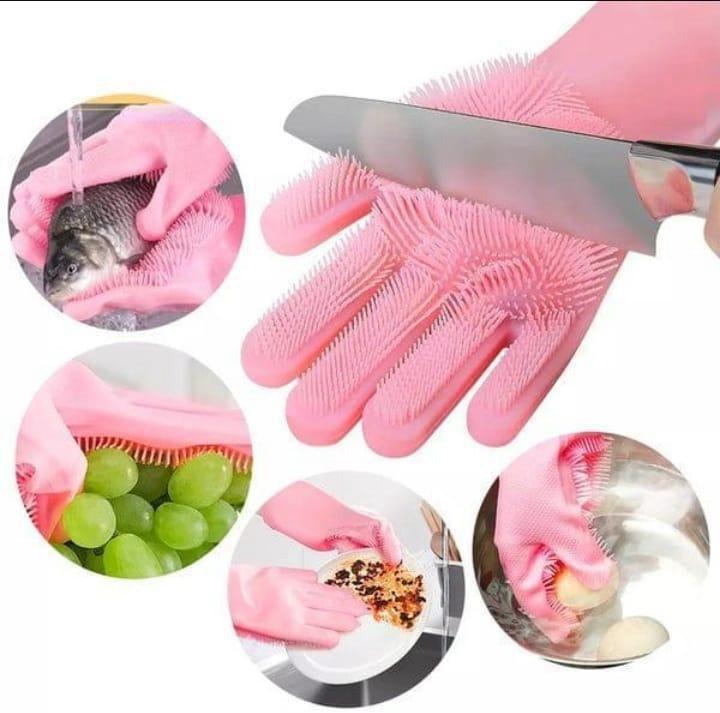 Magic Reusable Silicone Cleaning Gloves – Heat Resistant, Durable & Multi-Purpose for Kitchen, Dishwashing, Pet Care & More